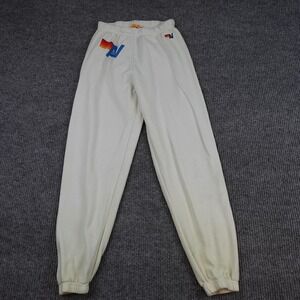 Aviator Nation Sweatpants Womens Medium White Fleece Elastic Waist Cuffed Logo